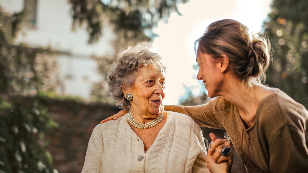 Elderly person being cared for