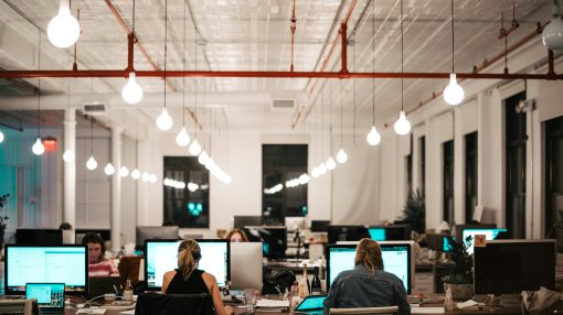 office workers in modern workplace