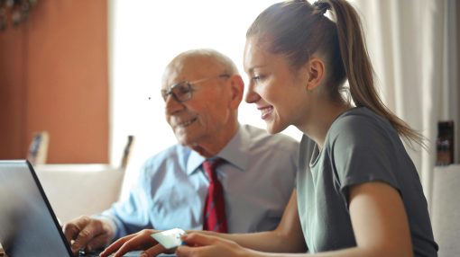 happy elderly client